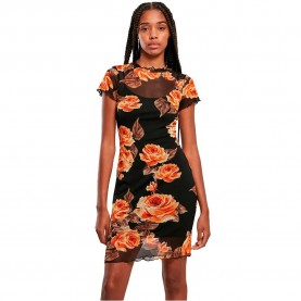рокля,дамски,поли,и,рокли,urban,classics,mesh,double,layer,short,sleeve,dress,mango,rose,(black)