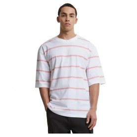 Тениска Urban classics Oversized Sleeve Modern Stripe short sleeve T-shirt - White / Lemonade Pink тениска,мъжки,тениски,urban,classics,oversized,sleeve,modern,stripe,short,sleeve,t,shirt,white,lemonade,pink