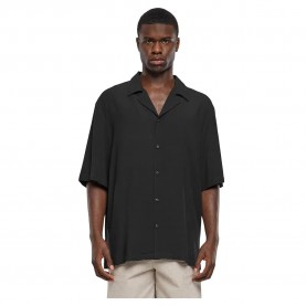 риза,с,къс,ръкав,мъжки,ризи,urban,classics,loose,viscose,short,sleeve,shirt,black,(black)