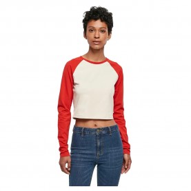 къса,блуза,дамски,топове,urban,classics,organic,cropped,retro,baseball,long,sleeve,top,white,sand,hugered,(white)