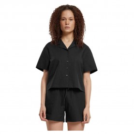 риза,с,къс,ръкав,дамски,блузи,дамски,ризи,urban,classics,seersucker,short,sleeve,shirt,black,(black)