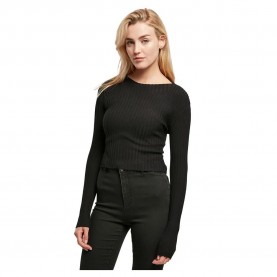 блуза,дамски,пуловери,дамски,плетени,дрехи,urban,classics,short,rib,knit,twisted,back,sweater,black