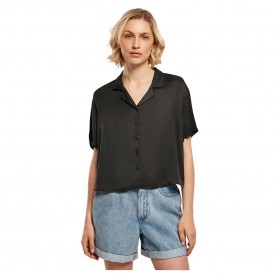 риза,с,къс,ръкав,дамски,блузи,дамски,ризи,urban,classics,viscose,satin,resort,short,sleeve,shirt,black