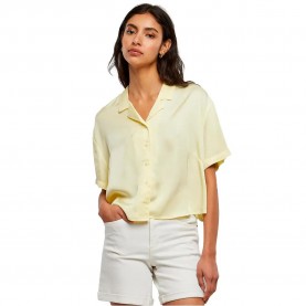 риза,с,къс,ръкав,дамски,блузи,дамски,ризи,urban,classics,viscose,satin,resort,short,sleeve,shirt,yellow,(soft,yellow)