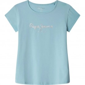 тениска,детски,тениски,pepe,jeans,hana,glitter,n,short,sleeve,t,shirt,blue,(pale,blue)