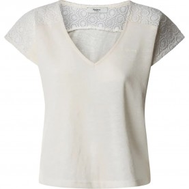 Тениска Pepe jeans Vernetta short sleeve T-shirt - White (Mousse White) тениска,дамски,тениски,pepe,jeans,vernetta,short,sleeve,t,shirt,white,(mousse,white)
