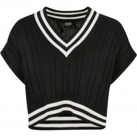 блуза,дамски,пуловери,дамски,плетени,дрехи,urban,classics,cropped,knit,college,v,neck,sweater,black,(black)
