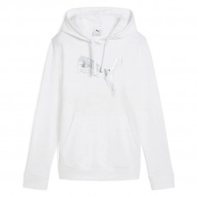 Суичър Puma ESS Metallic Regular Fit hoodie - White (Puma White / Metallic Gold) суичър,дамски,блузи,puma,ess,metallic,regular,fit,hoodie,white,(puma,white,metallic,gold)