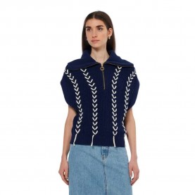блуза,дамски,пуловери,дамски,плетени,дрехи,scotch,&,soda,179653,half,zip,sweater,blue