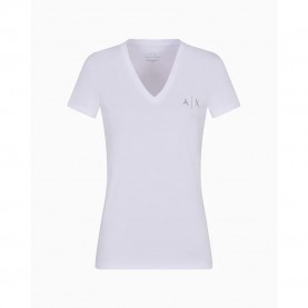 тениска,дамски,тениски,armani,exchange,xw000521,af10359,short,sleeve,v,neck,t,shirt,white
