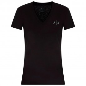 тениска,дамски,тениски,armani,exchange,xw000521,af10359,short,sleeve,v,neck,t,shirt,black