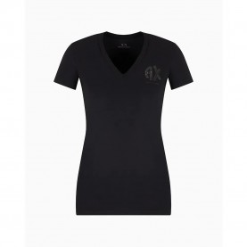 тениска,дамски,тениски,armani,exchange,xw000606,af10355,short,sleeve,v,neck,t,shirt,black
