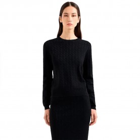 блуза,дамски,пуловери,дамски,плетени,дрехи,armani,exchange,xw000910,af10352,sweater,black,logo,allover,(black)