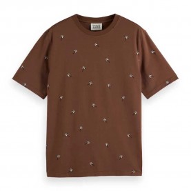 тениска,мъжки,тениски,scotch,&,soda,180052,aop,regular,fit,short,sleeve,t,shirt,cold,brew,(brown)