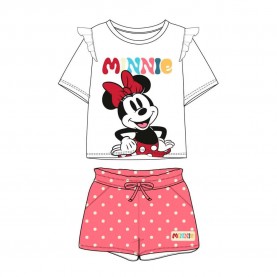 Disney Minnie short sleeve set - White / Pink (Coral) детски,екипи,disney,minnie,short,sleeve,set,white,pink,(coral)