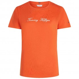 тениска,дамски,тениски,tommy,hilfiger,script,regular,fit,short,sleeve,t,shirt,brilliant,orange,(orange)