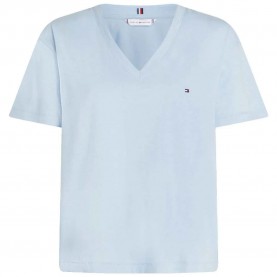 тениска,дамски,тениски,tommy,hilfiger,slub,cropped,short,sleeve,v,neck,t,shirt,breezy,blue,(blue)