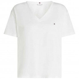 тениска,дамски,тениски,tommy,hilfiger,slub,cropped,short,sleeve,v,neck,t,shirt,ecru,(white)