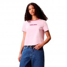 Тениска Calvin klein jeans D2 Fashion Retro Logo short sleeve T-shirt - Pink (Sweet Pink) тениска,дамски,тениски,calvin,klein,jeans,d2,fashion,retro,logo,short,sleeve,t,shirt,pink,(sweet,pink)
