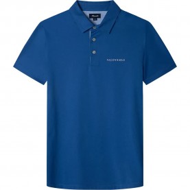 мъжки,блузи,с,яка,façonnable,chest,print,short,sleeve,polo,blue