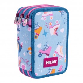 канцеларски,принадлежности,milan,filled,triple,decker,pencil,case,roller,2,special,series,blue