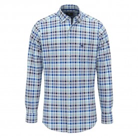 карирана,риза,мъжки,ризи,fynch,hatton,classic,combi,checks,long,sleeve,shirt,blue,(navy)