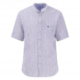 Риза с къс ръкав Fynch hatton Classic Linen Stripes short sleeve shirt - Blue (Strong Blue) риза,с,къс,ръкав,дамски,ризи,мъжки,ризи,fynch,hatton,classic,linen,stripes,short,sleeve,shirt,blue,(strong,blue)