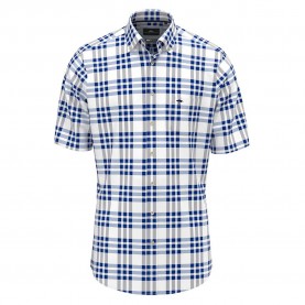 Карирана риза Fynch hatton Combi Slub Checks short sleeve shirt - White (Strong Blue) карирана,риза,дамски,ризи,мъжки,ризи,fynch,hatton,combi,slub,checks,short,sleeve,shirt,white,(strong,blue)