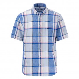карирана,риза,мъжки,ризи,fynch,hatton,colorful,linen,checks,short,sleeve,shirt,strong,blue,(blue)
