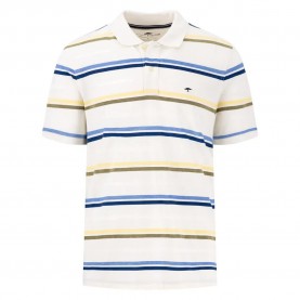 Fynch hatton Multi Striped Premium Cotton short sleeve polo - White (New Offwhite) мъжки,блузи,с,яка,fynch,hatton,multi,striped,premium,cotton,short,sleeve,polo,white,(new,offwhite)