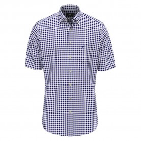 Карирана риза Fynch hatton Seersucker Check short sleeve shirt - Blue (Navy) карирана,риза,мъжки,ризи,fynch,hatton,seersucker,check,short,sleeve,shirt,blue,(navy)