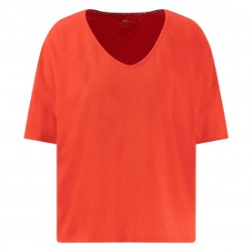 Тениска Fynch hatton Slub Structure short sleeve v neck T-shirt - Orange (Summer Red) тениска,дамски,тениски,fynch,hatton,slub,structure,short,sleeve,v,neck,t,shirt,orange,(summer,red)