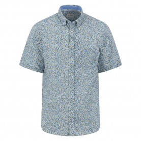 Риза с къс ръкав Fynch hatton Summer Linen Print short sleeve shirt - Blue (Crystal Blue) риза,с,къс,ръкав,мъжки,ризи,fynch,hatton,summer,linen,print,short,sleeve,shirt,blue,(crystal,blue)