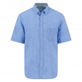 Риза с къс ръкав Fynch hatton Summer Linen short sleeve shirt - Blue (Crystal Blue) риза,с,къс,ръкав,мъжки,ризи,fynch,hatton,summer,linen,short,sleeve,shirt,blue,(crystal,blue)