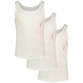 HUGO 10273178 RED sleeveless base layer 3 units - White (White) мъжко,бельо,hugo,10273178,red,sleeveless,base,layer,3,units,white,(white)