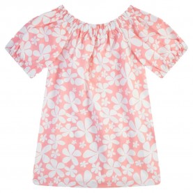 рокля,детски,поли,и,рокли,sundek,abito,rolling,flower,short,sleeve,short,dress,white,(peach)