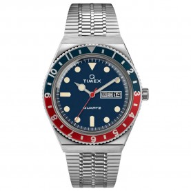 часовник,часовници,timex,q,watch,silver,(silver,blue,red)