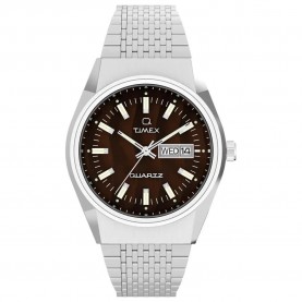 часовник,часовници,timex,q,watch,silver,chocolate,(brown)