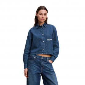 риза,с,дълъг,ръкав,дамски,блузи,дамски,ризи,karl,lagerfeld,boxy,denim,long,sleeve,shirt,washed,dark,blue,(blue)