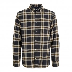карирана,риза,мъжки,ризи,jack,&,jones,classic,flannel,check,plus,size,long,sleeve,shirt,black
