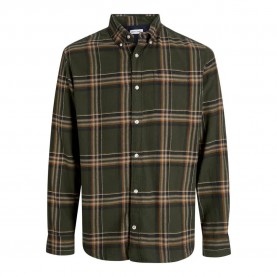 карирана,риза,мъжки,ризи,jack,&,jones,classic,flannel,check,plus,size,long,sleeve,shirt,rosin,(green)