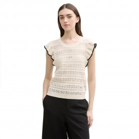 блуза,дамски,пуловери,дамски,плетени,дрехи,tom,tailor,knit,volants,sweater,beige