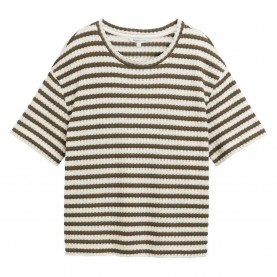 Блуза Tom tailor Structured Fit sweatshirt - Beige (Olive White Stripe) блуза,дамски,блузи,tom,tailor,structured,fit,sweatshirt,beige,(olive,white,stripe)