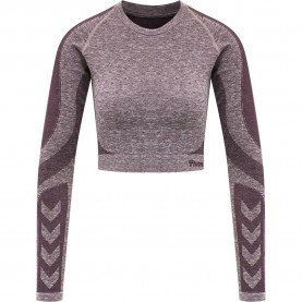 тениска,дамски,топове,hummel,kady,seamless,long,sleeve,t,shirt,grey,purple,(fudge,melange)