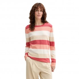 блуза,дамски,пуловери,дамски,плетени,дрехи,tom,tailor,knit,structured,striped,sweater,multicolor