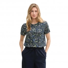 тениска,дамски,тениски,tom,tailor,basic,crew,neck,short,sleeve,t,shirt,multicolor,navy,dot,structure,(blue)