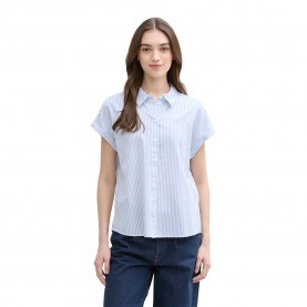 риза,с,къс,ръкав,дамски,блузи,дамски,ризи,tom,tailor,striped,short,sleeve,shirt,blue