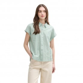 риза,с,къс,ръкав,дамски,блузи,дамски,ризи,tom,tailor,striped,short,sleeve,shirt,white,green,vertical,stripe,(green)