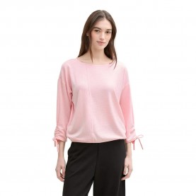 тениска,дамски,тениски,tom,tailor,structured,stripe,3,4,sleeve,t,shirt,pink,white,stripe,(pink)