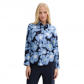 Tom tailor Printed Collar long sleeve blouse - Blue (Navy Paper Cut Design) дамски,блузи,tom,tailor,printed,collar,long,sleeve,blouse,blue,(navy,paper,cut,design)